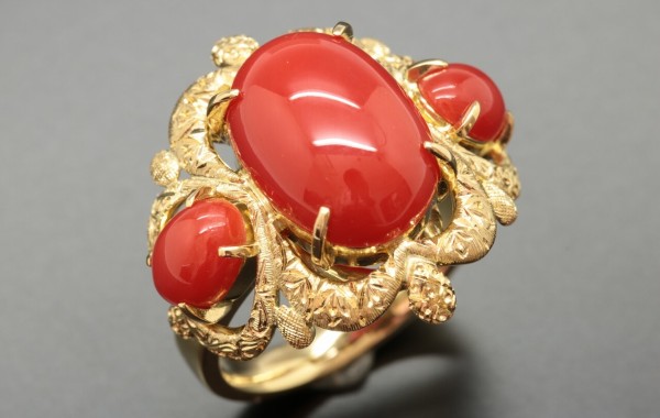 オリジナルジュエリー・K18赤珊瑚のリング