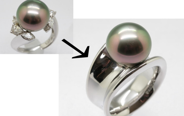 リフォーム：黒真珠の指輪をモデルチェンジ