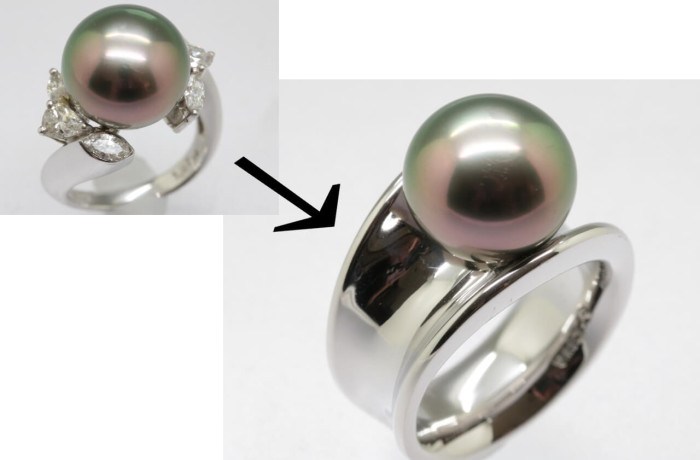 リフォーム：黒真珠の指輪をモデルチェンジ