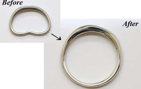 修理例：潰れた指輪を修理